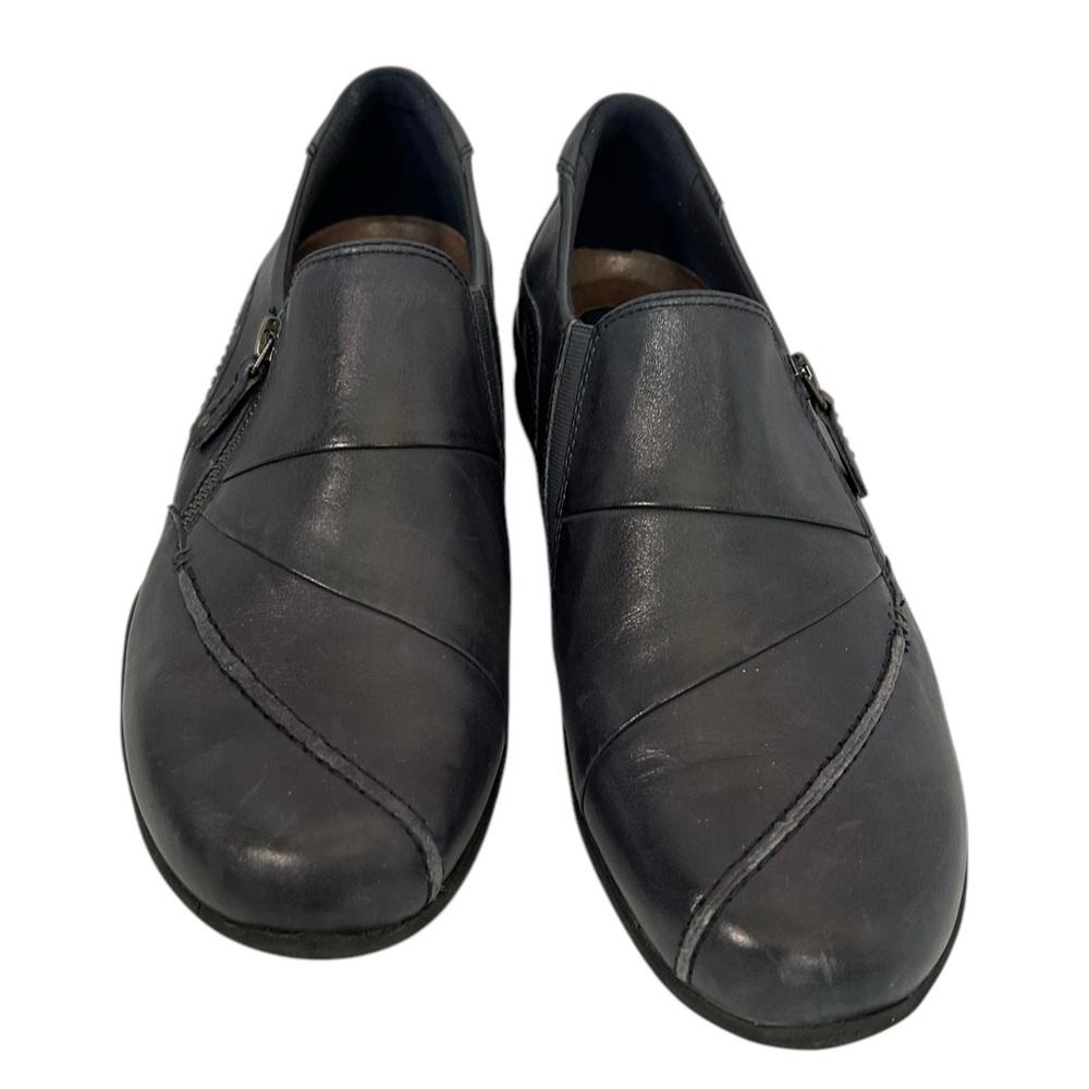 Earth Shoes Womens SZ 10 M Navy Blue Leather Loafers Anise Comfort